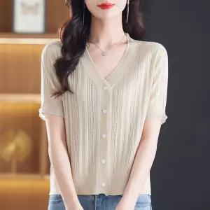 니트 하계 레이스 카디건 여자티 롱루즈핏 숏탑 여아웃사이즈어 코트 티 반팔 원템2