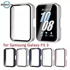 Samsung Galaxy Fit3와 호환되는 시계 케이스, 보호용 PC 프레임 페이스 커버 내장 강화 유리 화면 보호기,