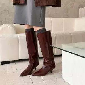 가을 여성패션 롱부츠 스틸레토 속굽 플랫 통 옆지퍼 패션 DL3