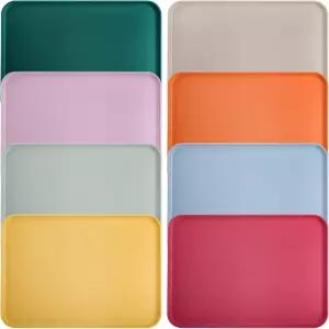 Lyellfe 8팩 패스트푸드 서빙 트레이 15 x 10 인치 밀짚 카페테리아 다채로운 레스토랑 파티 가정 학교