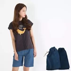 4부 허리밴딩 포켓 여성 데님 청 반바지 진청 연청 (HSJ-WC4D6D2)