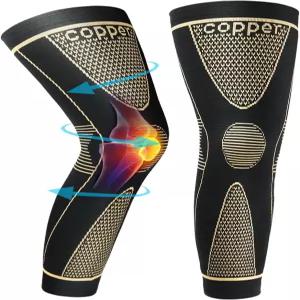 SKDK 구리 풀 레그 슬리브 긴 압박 무릎 운동 및 스포츠를 위한 다리 보호