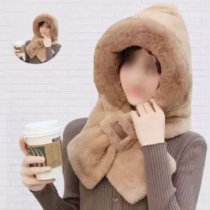 머플러 귀염뽀짝 보들보들 밍크털 일체형 후드 목도리