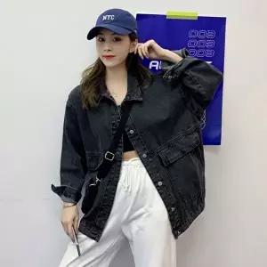 여성 2컬러 오버핏 캐주얼 봄 가을 청자켓 데님자켓 (HSJ-WFFSBHR)