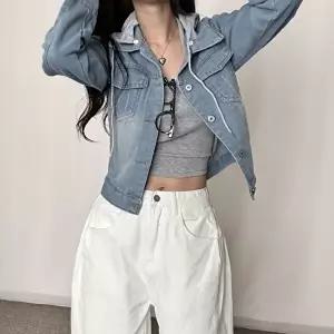 여자 간절기 후드 탈부착 진청 연청 데님자켓 청자켓 (HSJ-WFFTJV5)