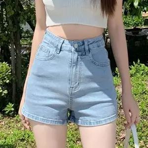 슬림 청반바지 하이웨스트 청핫팬츠 휴양지룩 숏팬츠 (HSJ-WCA3F4A)