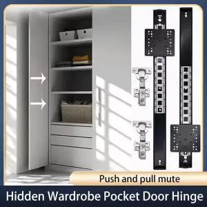 호환  숨김형 옷장 포켓 도어 힌지 심플 무형 버터플라이 포켓 사이드 플 슬라이드 레일 홈 하드웨어 힌지