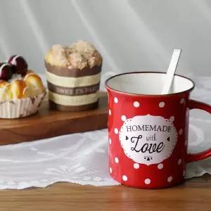 [셀러에이드]레트로 도트 패턴 홈카페 머그컵 예쁜 커피잔 티타임 찻잔