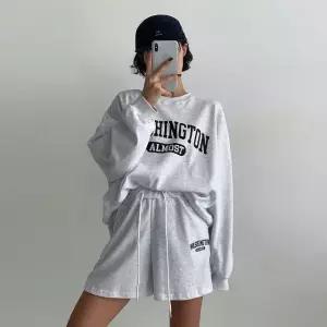 여성 봄 가을 면 레터링 맨투맨 긴팔티 반바지 세트 츄리닝 트레이닝 PST0448S 빅사이즈 루즈핏