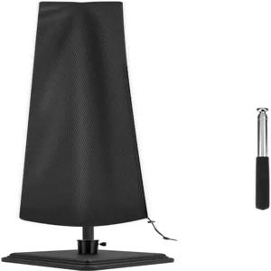 파티오 우산 커버 야외 방수 7~9피트 보호 정원 시장 파라솔 지퍼와 막대 검은색