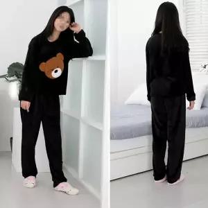 여성용 빅베어 초극세사 상하의 수면잠옷세트 블랙 (HSJ-WFG6Y3E)