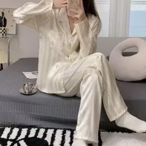 여성 실키 스트라이프 상하의 잠옷세트 파자마세트 (HSJ-WD5FCFD)