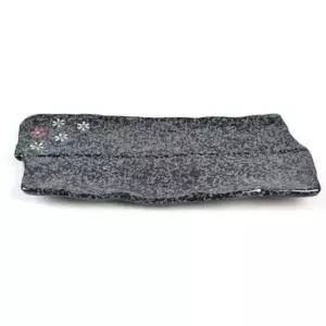 안주접시 멜라민 그릇 생선 접시 초밥 직사각 꽃잎 37cm