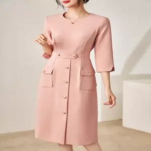 여성 오피스룩 군살커버 원피스 간절기 봄가을 오피스 러블리 심쿵해외구매