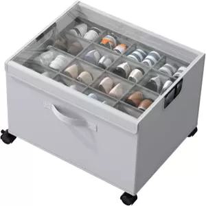 옷장용 하우스 어게인 신발 정리함 바퀴와 조절 가능한 칸막이가 있는 접이식 보관함 튼튼한 금속 프레임