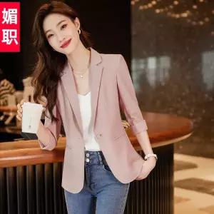 여성자켓 봄여름 7부 오피스 블레이저 코트 심플 모던룩 통근 상의 심쿵해외구매