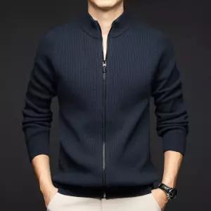 남성가디건 봄가을 니트 가디건 하이넥 집업 퓨어 울 캐주얼 코트 심쿵돌직구