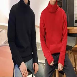 남성 겨울 반목 니트 폴라티 무지 터틀넥 베이직