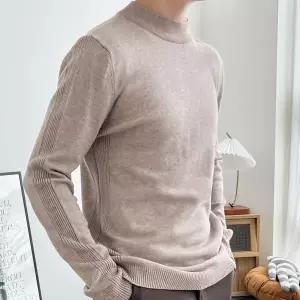 남자 반폴라 겨울 기본티 목폴라 니트 베이지 폴라티