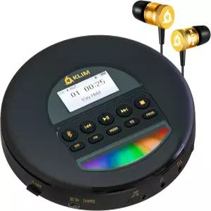 KLIM 노마드 - 배터리가 오래 지속되는 휴대용 CD 플레이어 헤드폰 포함 라디오 FM 호환 MP3 TF 카드