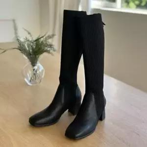 천연소가죽 홀릭 여성 부츠 니트 롱부츠 HSM004