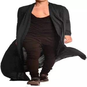 COOFANDY 남성 경량 러플 숄 칼라 가디건 프론트 롱 기장 드레이프 오버코트