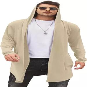 COOFANDY 남성용 롱 후드 가디건 숄 칼라 경량 프론트 드레이프 오버코트 포켓