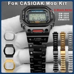 티타늄 수정 키트 DW-5600 GW-M5610용 금속 스트랩 케이스 베젤 세트 Casioak GLS5600용 GW-5000 스테인레