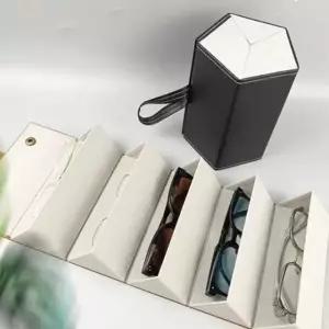 고급 가죽 선글라스 5구 하드 케이스 접이식 안경걸이 집 보관 통 선글라스 휴대용 썬그라스 케이스 안경