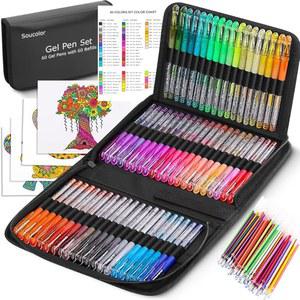 성인 컬러링 북 학교 미술 수업 용품용 수컬러 글리터 젤 펜 120팩 60 60개 리필 및 여행용 케이스 낙서 일기 플래너 공예를 위한 마커 세트 40 추가