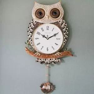 벽시계 모던부엉이 무소음 추시계 (대) 블랙펄