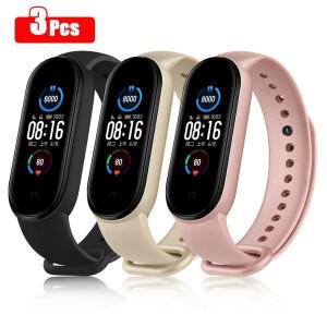 Xiaomi Mi Band 6 5 용 3pcs 소프트 실리콘 스트랩 Amazfit 팔찌 시계 스포츠 방수