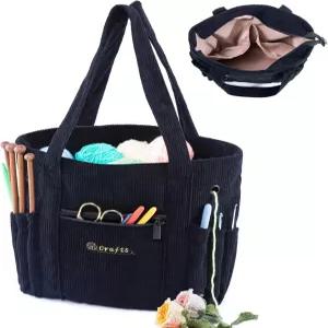 마이배깅 크로셰 백과 토트 - 코듀로이 실백 실 홀더 후크용 보관용 가방 액세서리 애호가용 뜨개질