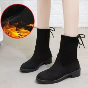 여성 가을 겨울 안감 털 스웨이드 미들 힐 앵클부츠 여성워커 여자워커 워커부츠
