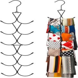 유니코 스카프 걸이 12개 수납공간 360도 회전 고리가 있는 지갑 옷장용 정리용 숄 벨트 및 야구 모자용