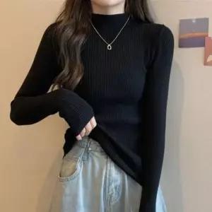 [SBD] 목티 니트 슬림핏 골지 반폴라