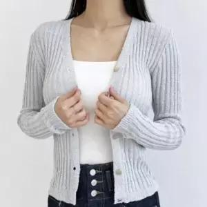 [SBD] 여성 니트 가디건 시스루 골지 린넨 슬림핏