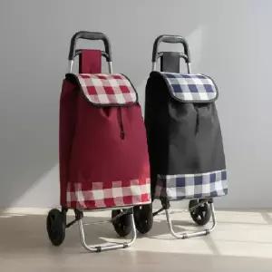 체크무늬 접이식 쇼핑카트 장바구니 여행용 캐리어 구루마 웨건