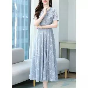 쉬폰원피스 여성 여름 프릴 포인트 반팔 쉬폰 슬림 원피스