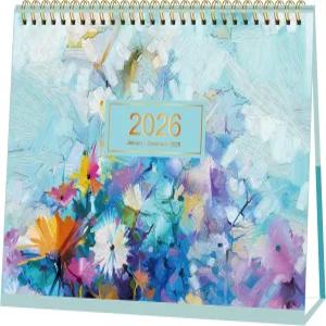 2026 데스크 캘린더 - 스탠딩 플립 데스크톱 2026년 1월 12월 9.8 x 8.3 두꺼운 종이 강력한 트윈 와이어