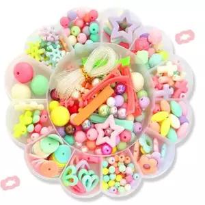 (TD) 하비 비드비즈 만들기kit (Big꽃- 5인 목걸이세트)세트 구슬팔찌 만들기 공예 만들기재료 유치원 게시