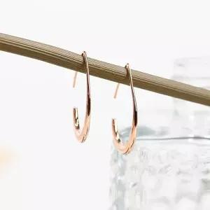 (실버) 심플 리프 링 귀걸이