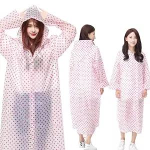 비옷 핑크 땡땡이 레인코트 우비우의 방수포 아웃도어 캠핑 핑용 등산 휴대용