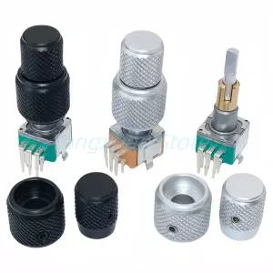 1pc EC11EBB24C03 듀얼 샤프트 축 인코더 EC110701N2B 버튼 스위치 8 핀 30 위치 핸들 25mm 알루미늄 합금