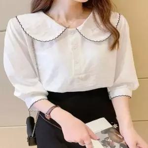 [SBD] 빅카라 여름 물결 러블리 봄 2컬러 여성 쉬폰블라우스