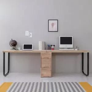 아카시아원목 2000 철다리서랍통 2인용 컴퓨터 책상