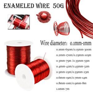 1-5롤 0.1mm-1.0mm 레드 폴리우레탄 에나멜 코팅 구리 라커 와이어 비드 스트링 케이블 코퍼스 마그넷