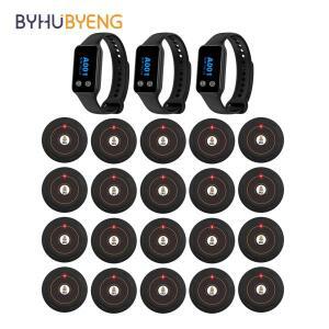 Byhubyeng Cafe Waiter Service Buzzer 20 Restaurant Table Call Button Transmitter 3 Watch Pager Wirel