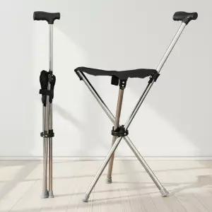 접이식 보행 보조 의자 휴대용 노인 지팡이 스테인리스 간이 어르신 초경량 기구 걷기