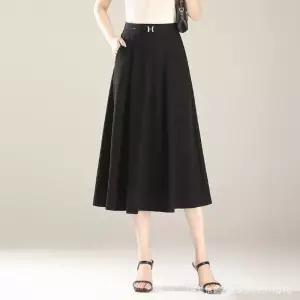 여성 러블리한 쉬폰 스커트 A라인 슬림핏 블랙 여름 플리츠 인기2